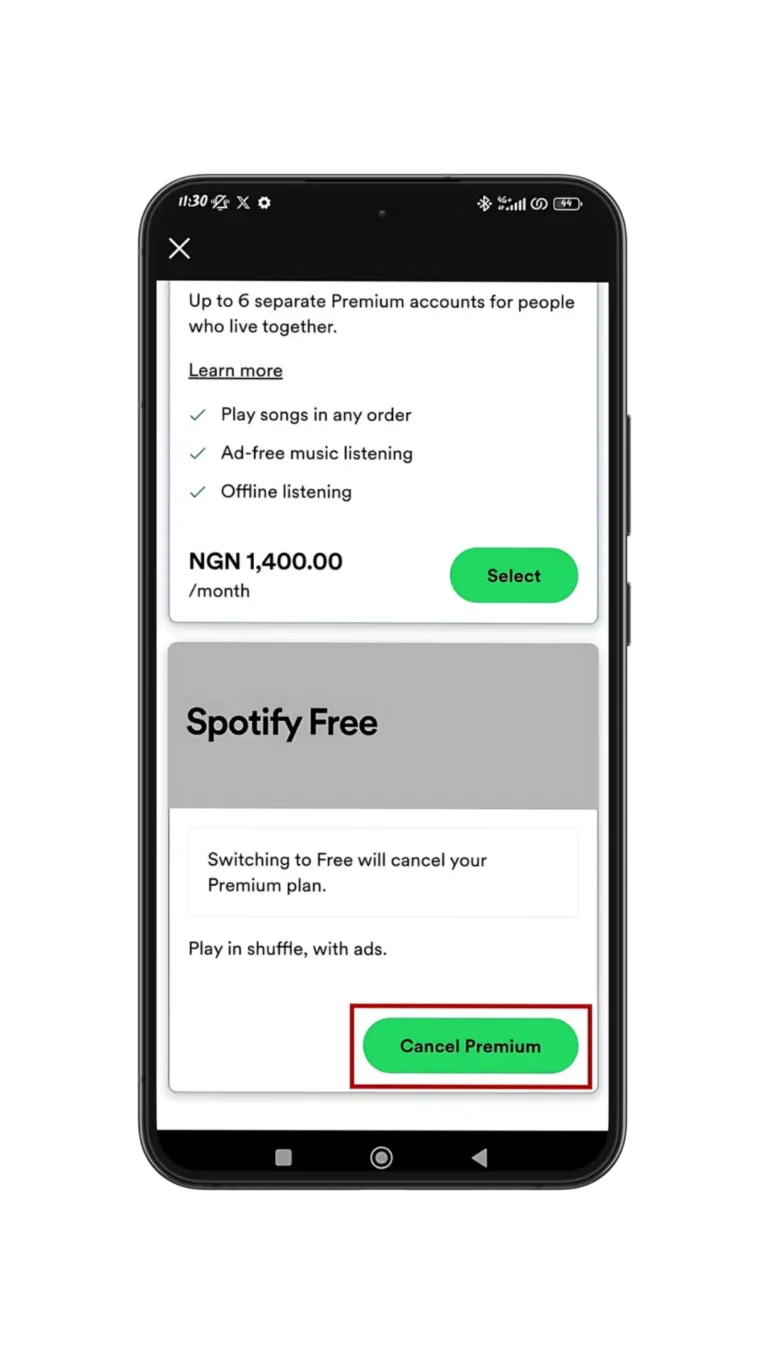 Cancelar a inscrição Spotify Premium 